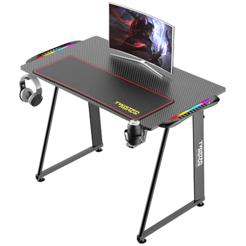 Twisted Minds A-Shaped RGB Gaming Desk – Carbon Fiber