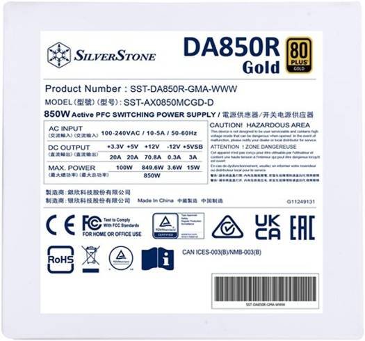 SilverStone 850W PSU – DA850-R White High-Efficiency Power - Image 3