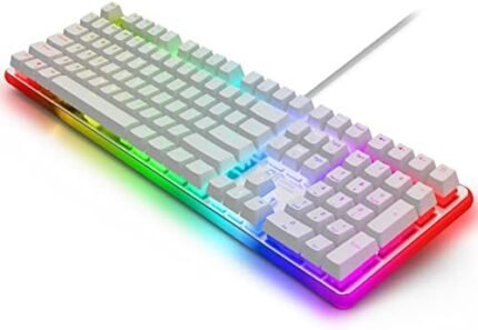 RK918 White RGB Keyboard 108-Key with Wrist Rest