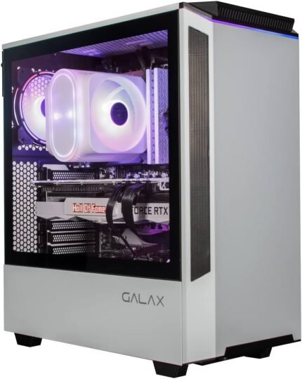 Galax Revolution-06 White mid-tower gaming case with RGB mesh front panel and futuristic design