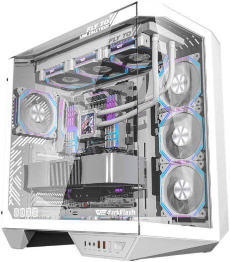 DarkFlash DY470 White ATX Case with ARGB & Glass Panel