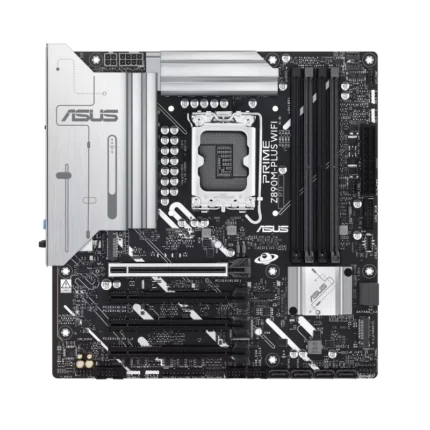 PRIME Z890M-PLUS WIFI-AE micro-ATX motherboard with PCIe 5.0, Wi-Fi 6E, and 2.5Gb Ethernet for high-performance gaming PCs