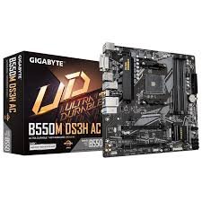 "GIGABYTE B550M DS3H motherboard AM4 Micro-ATX front view"