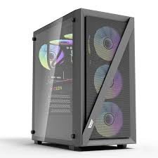 “DarkFlash DK260 Air Black ATX mid-tower gaming PC case with mesh front panel and tempered glass side panel”