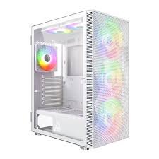 MONTECH X3 white mid-tower gaming PC case with RGB fans for budget builds