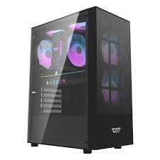 DarkFlash A290 Black ATX gaming case with three ARGB fans, mesh front and tempered glass side panel