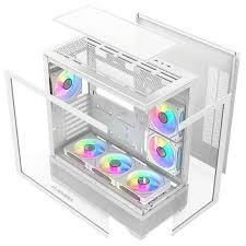 Cruiser L460 White mid-tower gaming case with tempered glass side panel and RGB-ready support