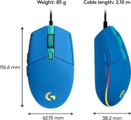 Logitech G203 LIGHTSYNC RGB Gaming Mouse – Blue - Image 3