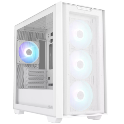 ASUS A21 Plus TG ARGB White ATX gaming case with tempered glass