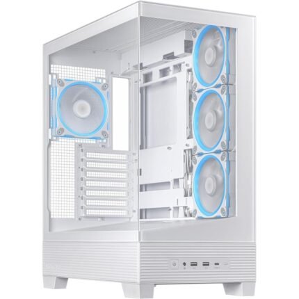 ASUS A31 Plus TG ARGB White ATX gaming case with tempered glass