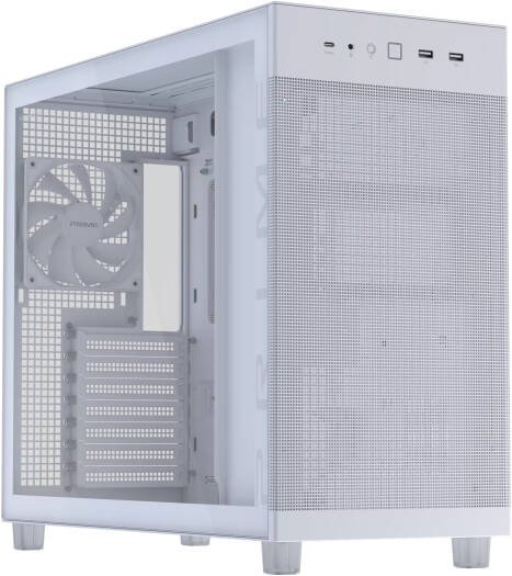 ASUS Prime AP303 TG White ATX gaming case with tempered glass panel