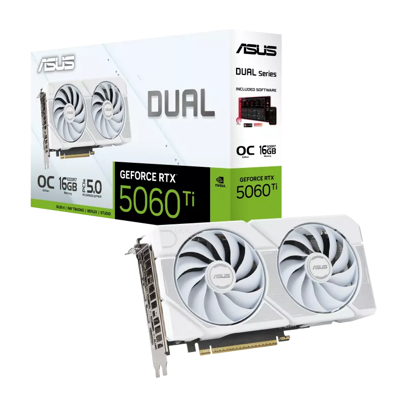 ASUS Dual RTX 5060 Ti 16GB White gaming graphics card