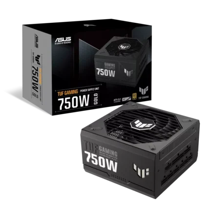 TUF Gaming 750G 750W Gold gaming power supply with fully modular cables and intelligent thermal fan control
