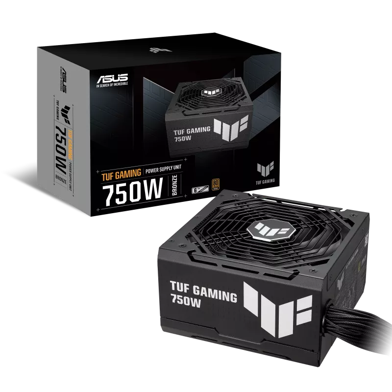 TUF Gaming 750B 750W Bronze gaming power supply with fully modular cables and intelligent thermal fan control