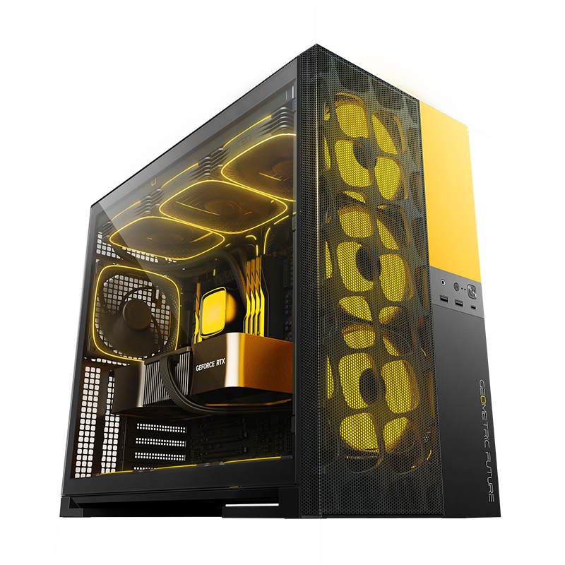 Geometric Future M5 Black Yellow Mid Tower Gaming PC Case