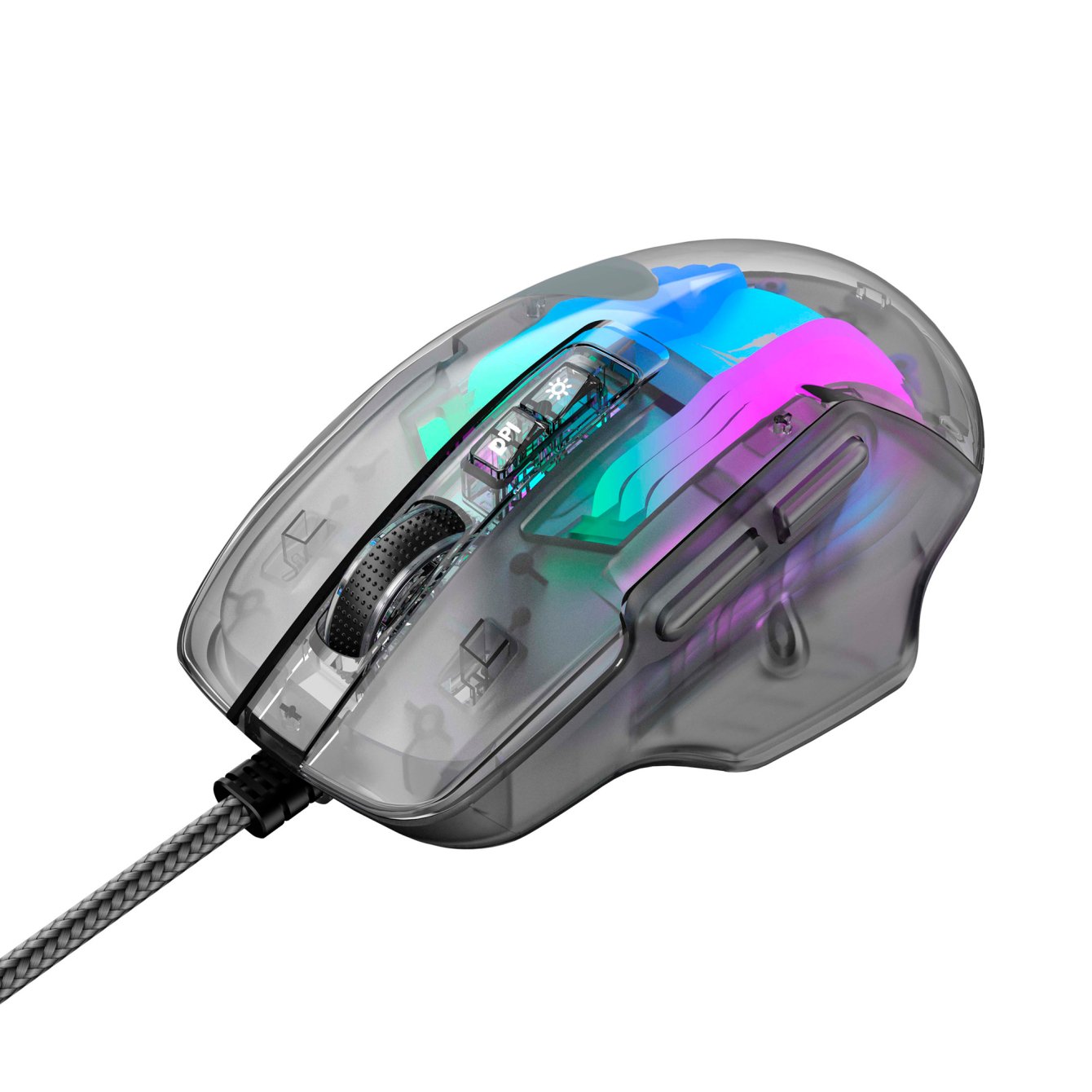 MS1011SE Transparent Black Gaming Mouse RGB USB - Image 3