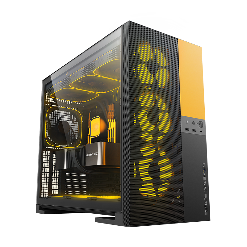 Geometric Future M5 Black Yellow Mid Tower Gaming Case - Image 2