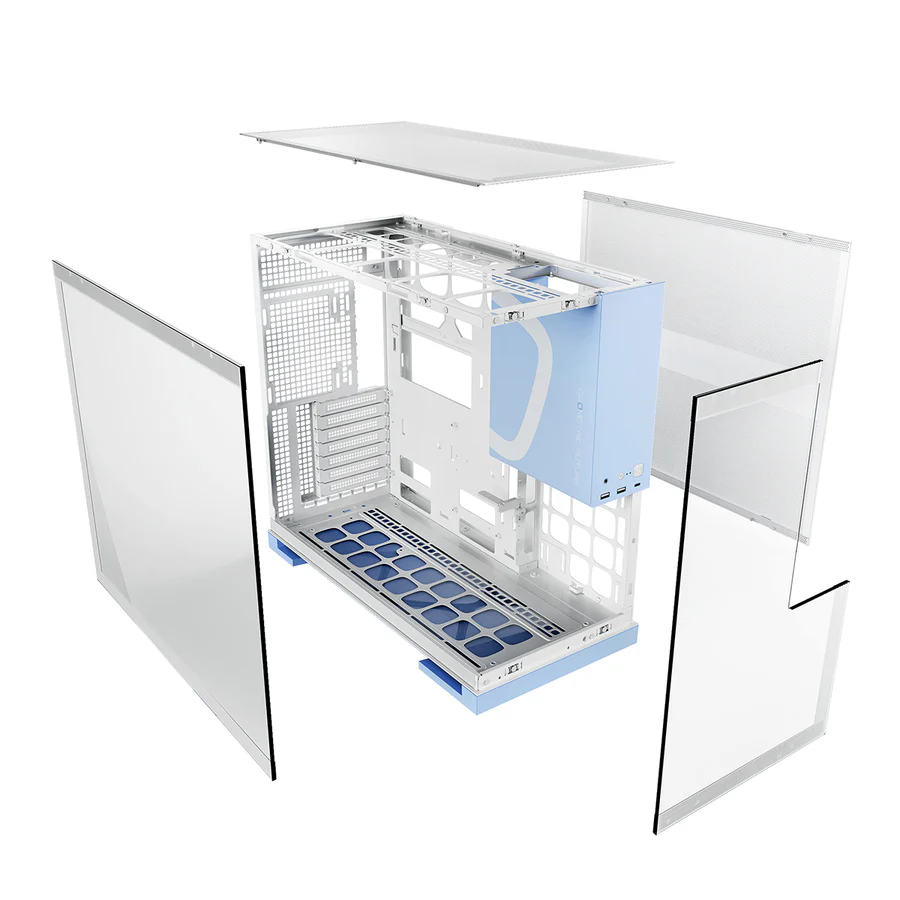 Geometric Future M5 White Blue Mid Tower Gaming Case - Image 3