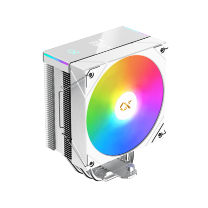 AK4 Digital Arctic white ARGB CPU air cooler with LED display panel