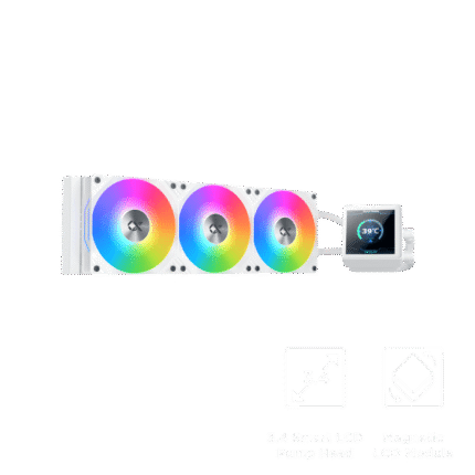 Connect 360 Arctic 360mm AIO liquid cooler white with 3.4 inch LED display and ARGB fans