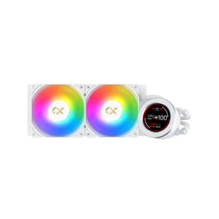 FROZR-O II Arctic 240 white AIO liquid CPU cooler with LCD pump head and dual ARGB fans
