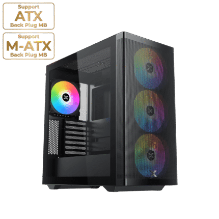 Osiris EATX gaming PC case with mesh front panel and ARGB fans