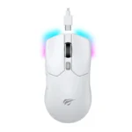 MS974WB white wireless gaming mouse ergonomic design