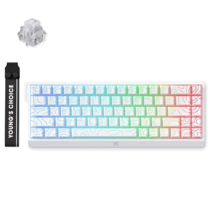 MC-Ace68-17 white ice magnetic switch gaming keyboard topographic design