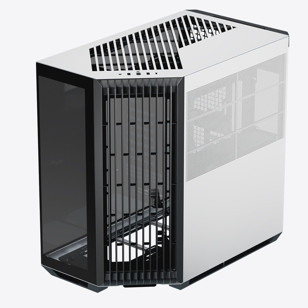 APNX V1 black white tempered glass gaming PC case