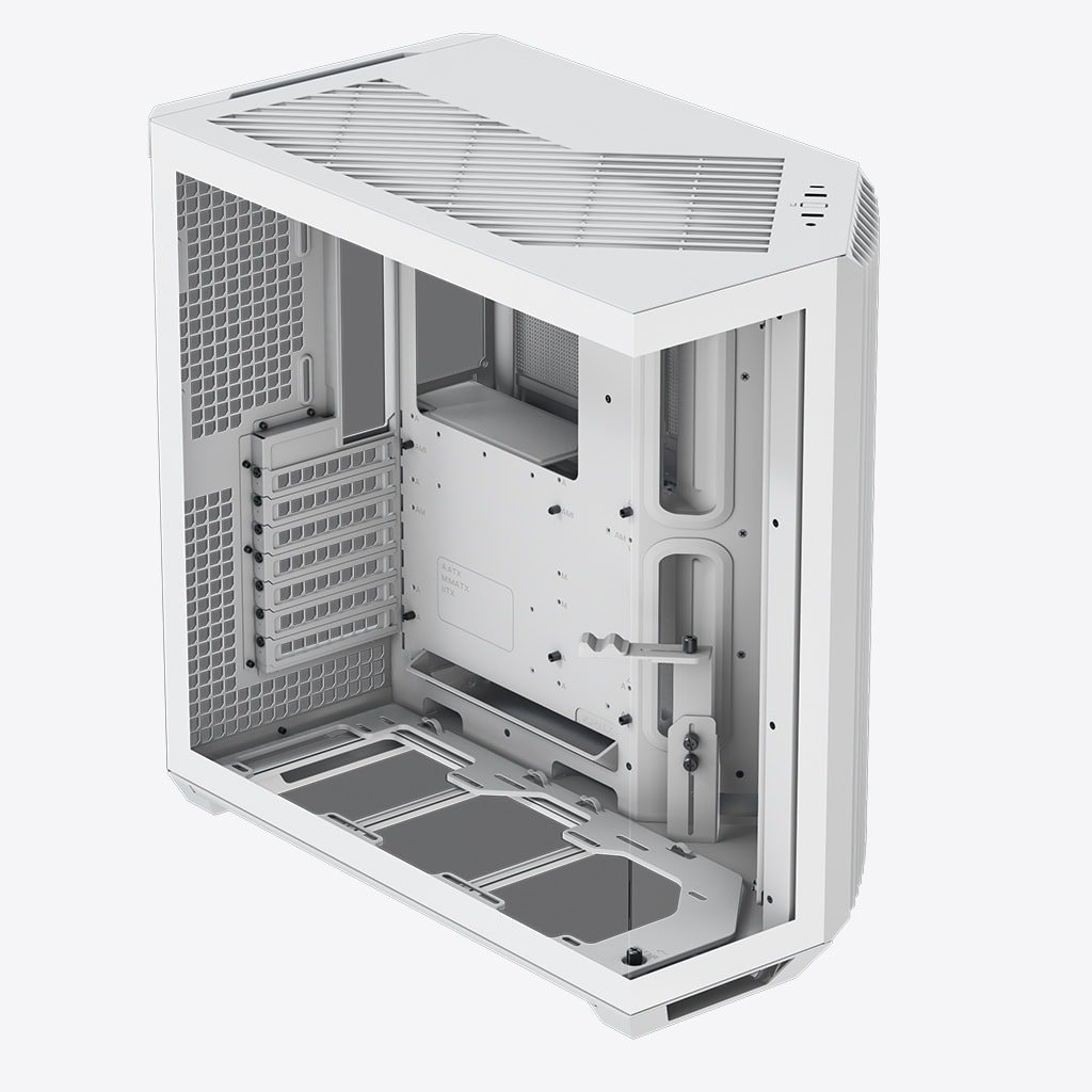 APNX V1 Mid Tower Glass PC Case White Dual Chamber - Image 4